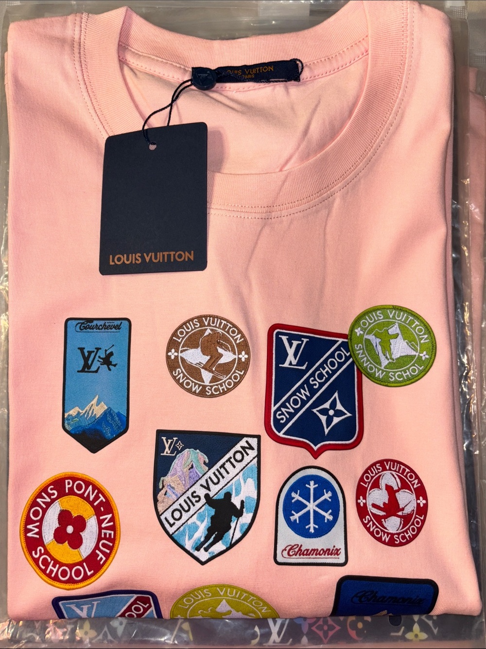 Woman’s Fashion T Pink Patch Emblem Tee